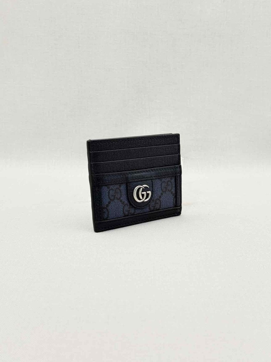 Pre-loved GUCCI Black & Blue GG Card Case at Reems Closet