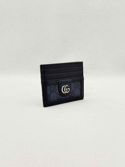 Pre-loved GUCCI Black & Blue GG Card Case at Reems Closet