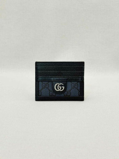 Pre-loved GUCCI Black & Blue GG Card Case at Reems Closet