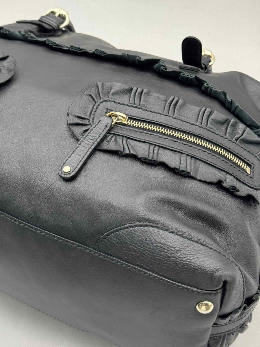 Pre - loved GUCCI Black Frilled Tote Bag at Reems Closet