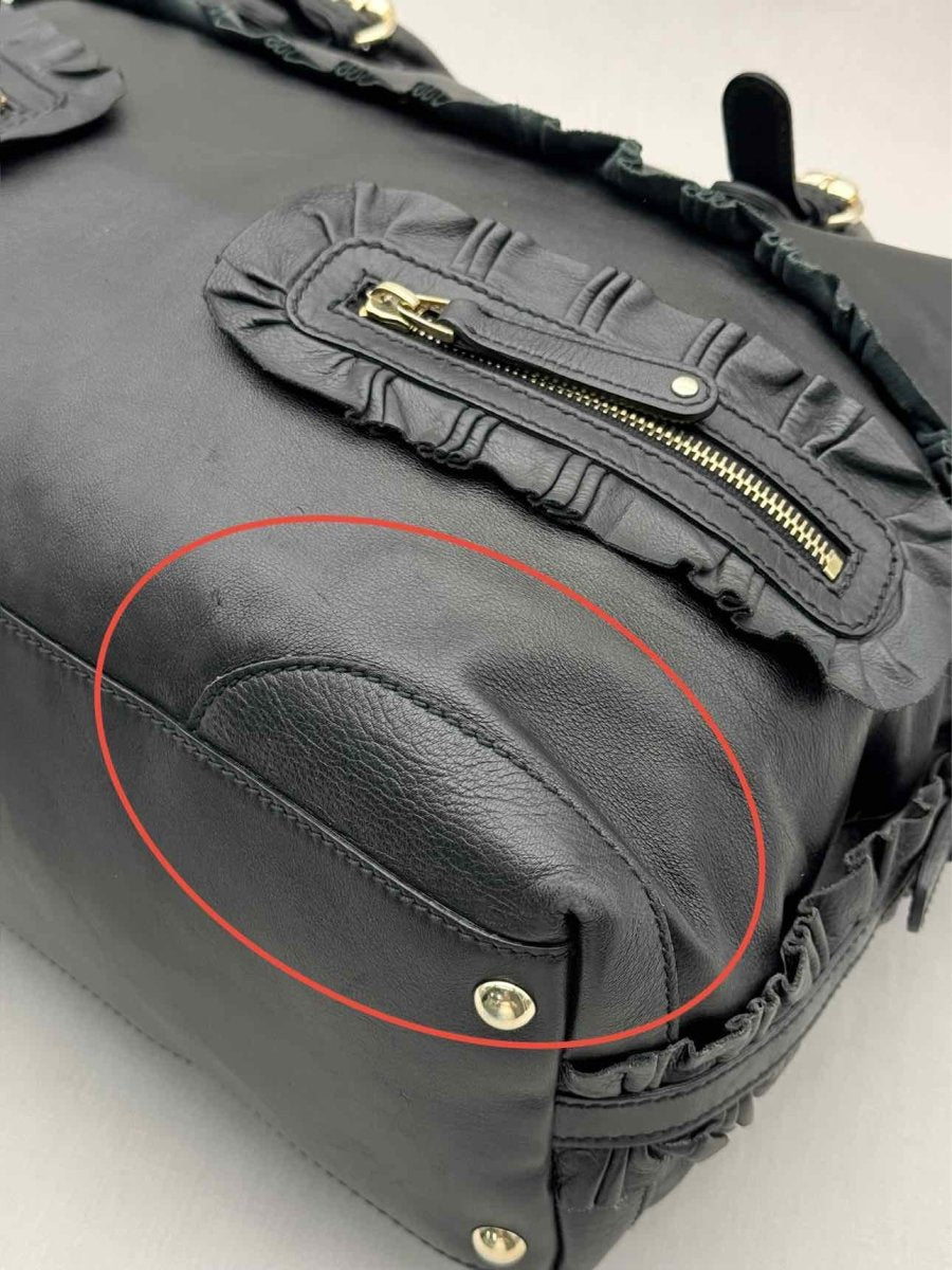 Pre - loved GUCCI Black Frilled Tote Bag at Reems Closet