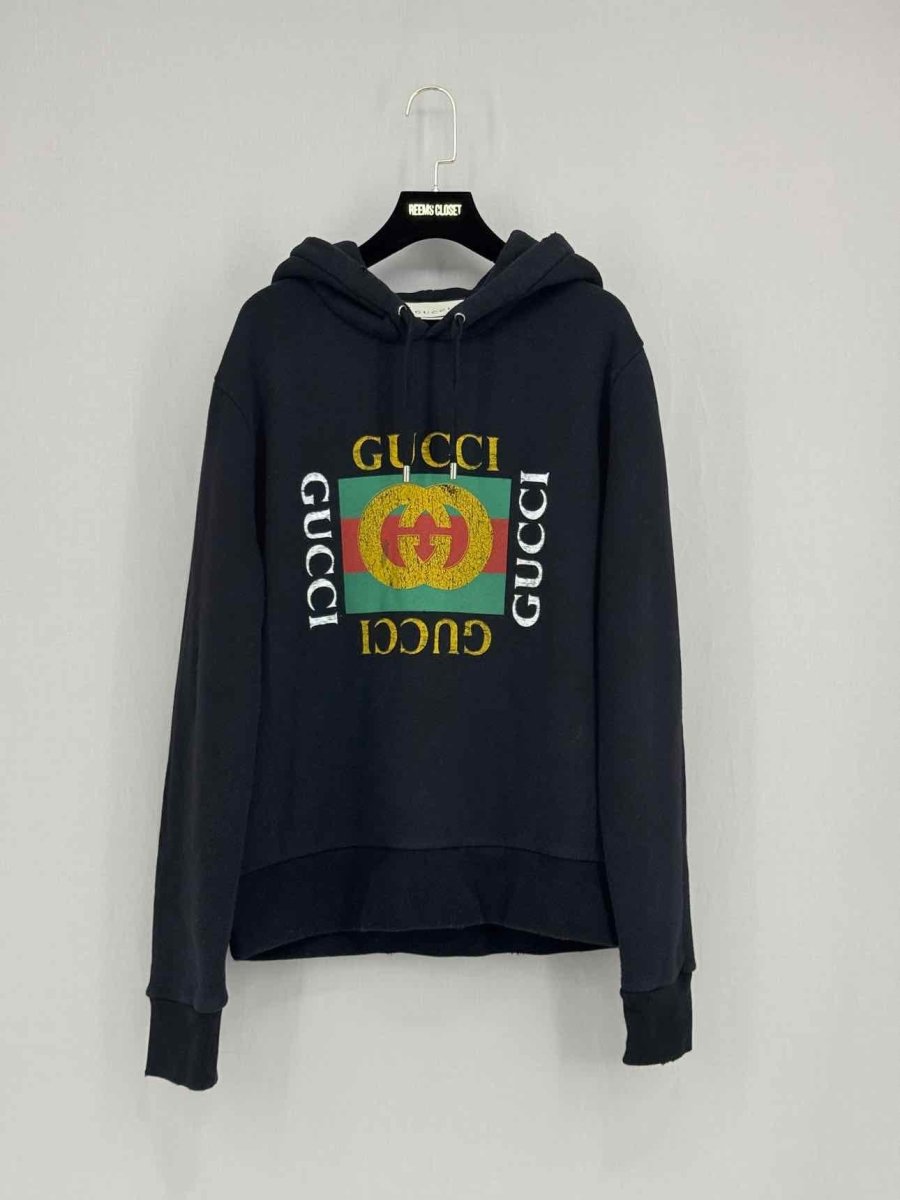 Pre - loved GUCCI Black Logo Size US 2 Sweatshirt at Reems Closet