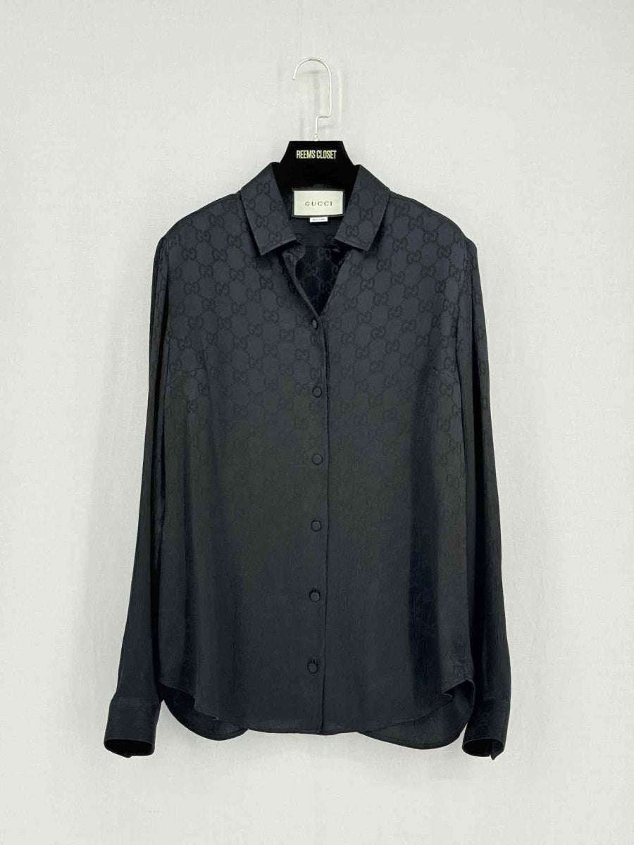 Pre - loved GUCCI Black Logo Size US 4 Shirt at Reems Closet