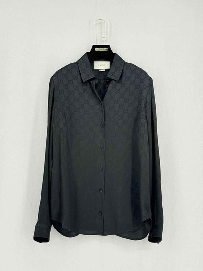Pre - loved GUCCI Black Logo Size US 4 Shirt at Reems Closet