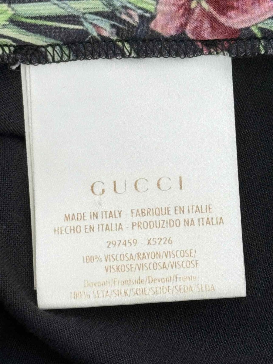 Pre - loved GUCCI Black Multicolor Floral Size Small Blouse at Reems Closet