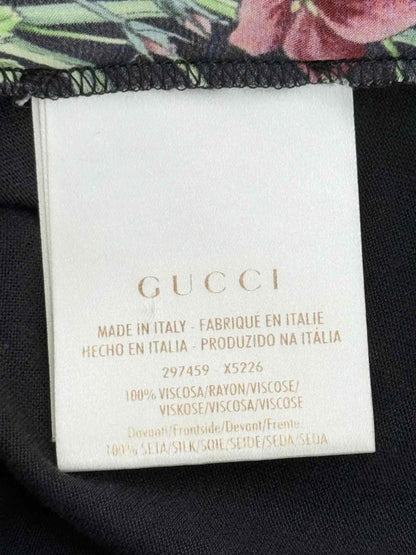 Pre - loved GUCCI Black Multicolor Floral Size Small Blouse at Reems Closet