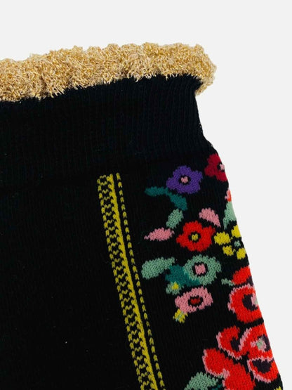 Pre - loved GUCCI Black Multicolor Floral Socks at Reems Closet