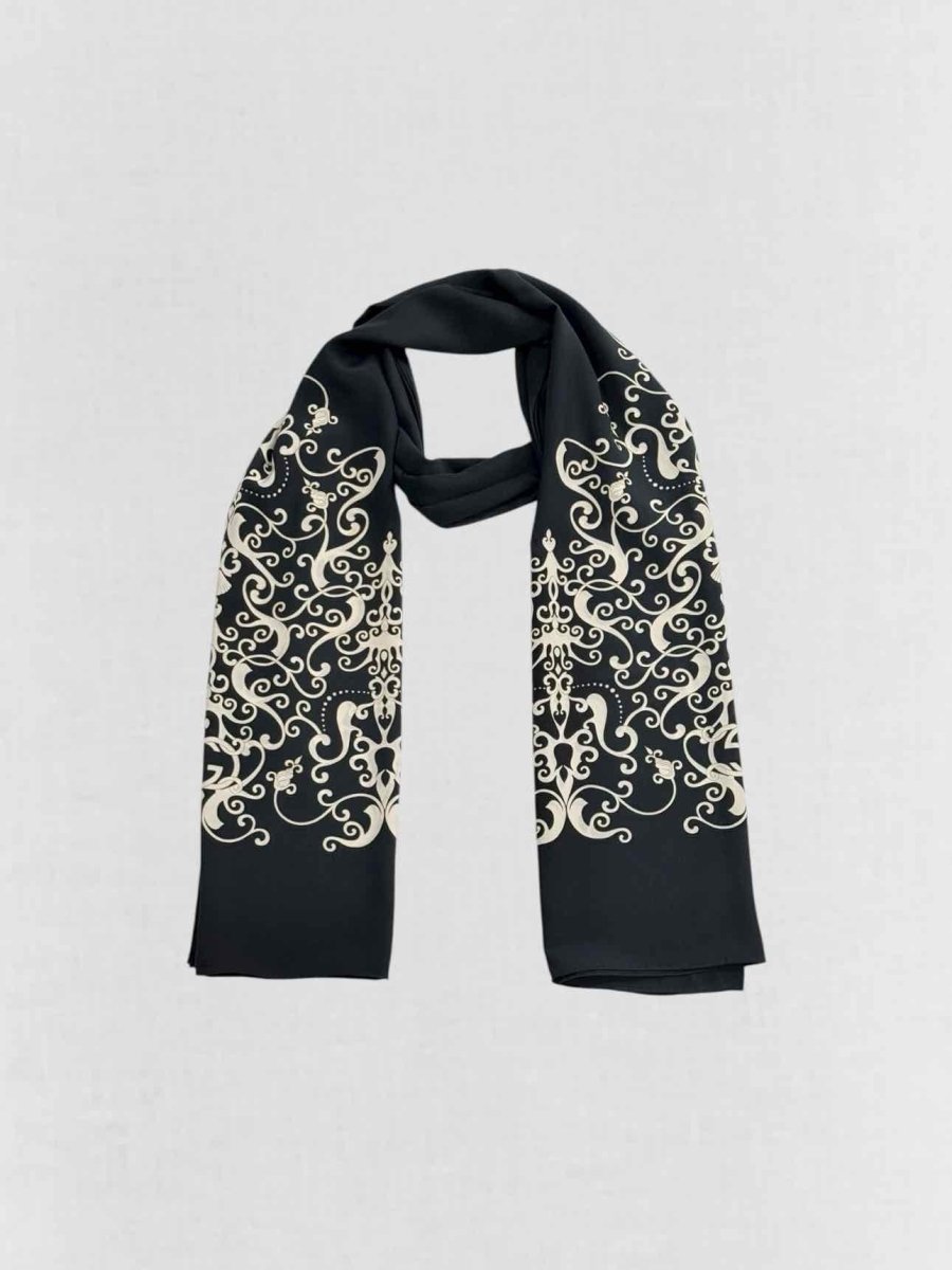 Pre - loved GUCCI Black Multicolor Printed Scarf at Reems Closet