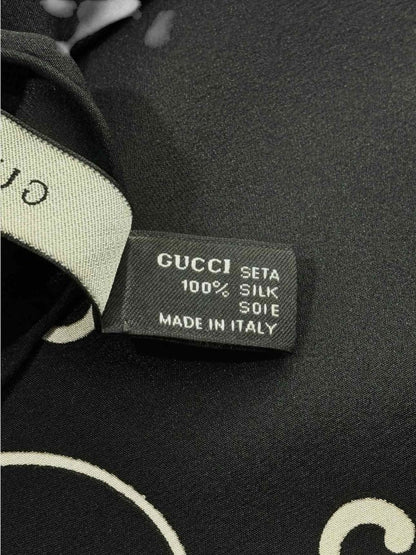 Pre - loved GUCCI Black Multicolor Printed Scarf at Reems Closet