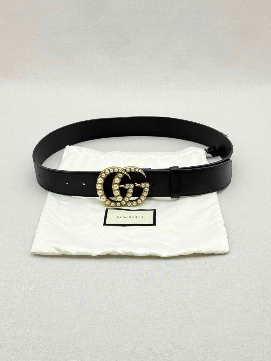 Pre - loved GUCCI Black Pearl Belt at Reems Closet