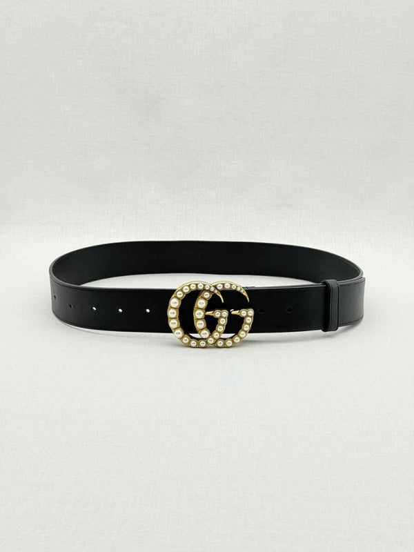 Pre - loved GUCCI Black Pearl Belt at Reems Closet
