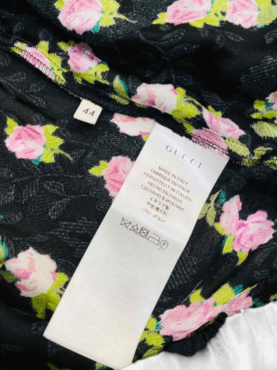 Pre - loved GUCCI Black w/ Pink Rose Print Pants at Reems Closet