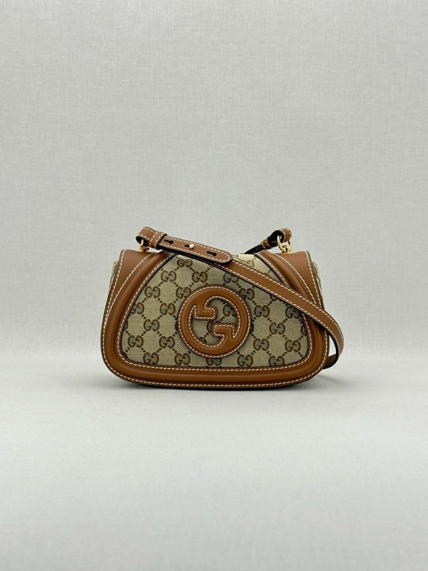 Pre - loved GUCCI Blondie Beige & Brown GG Shoulder Bag at Reems Closet