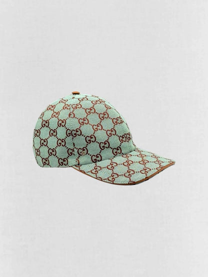 Pre - loved GUCCI Blue Leather Trim Hat at Reems Closet