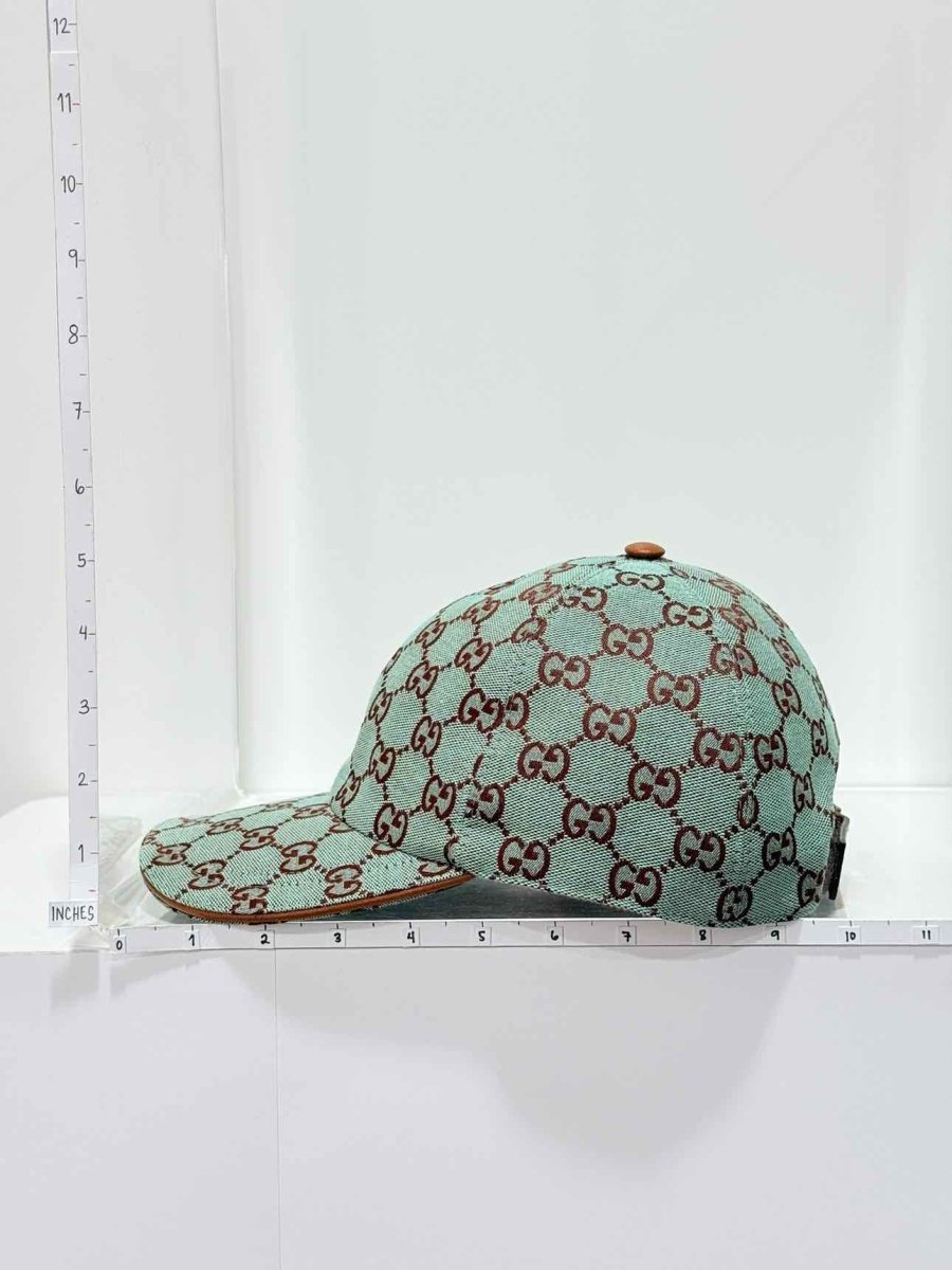 Pre - loved GUCCI Blue Leather Trim Hat at Reems Closet