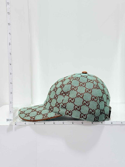 Pre - loved GUCCI Blue Leather Trim Hat at Reems Closet