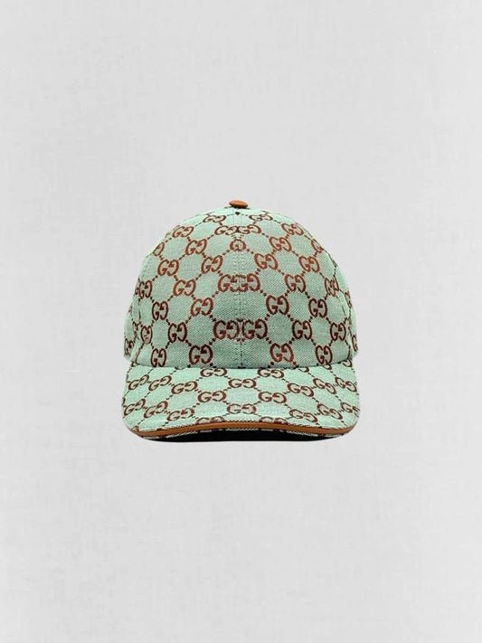 Pre - loved GUCCI Blue Leather Trim Hat at Reems Closet