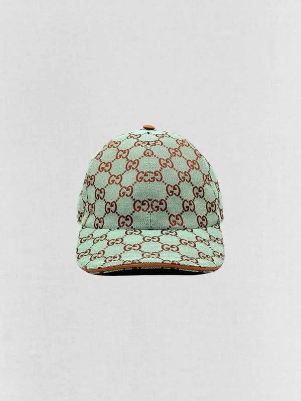 Pre - loved GUCCI Blue Leather Trim Hat at Reems Closet