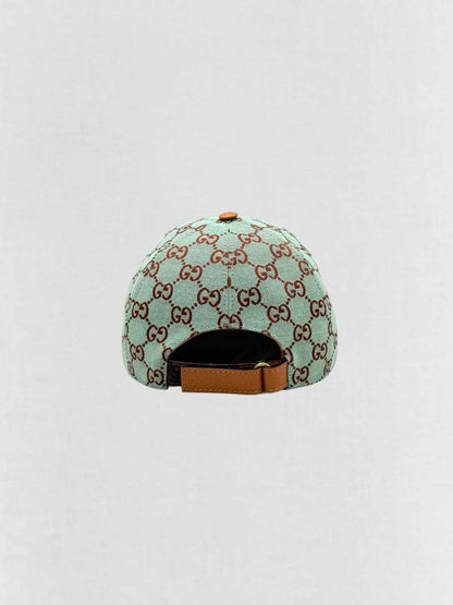 Pre - loved GUCCI Blue Leather Trim Hat at Reems Closet