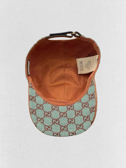 Pre - loved GUCCI Blue Leather Trim Hat at Reems Closet