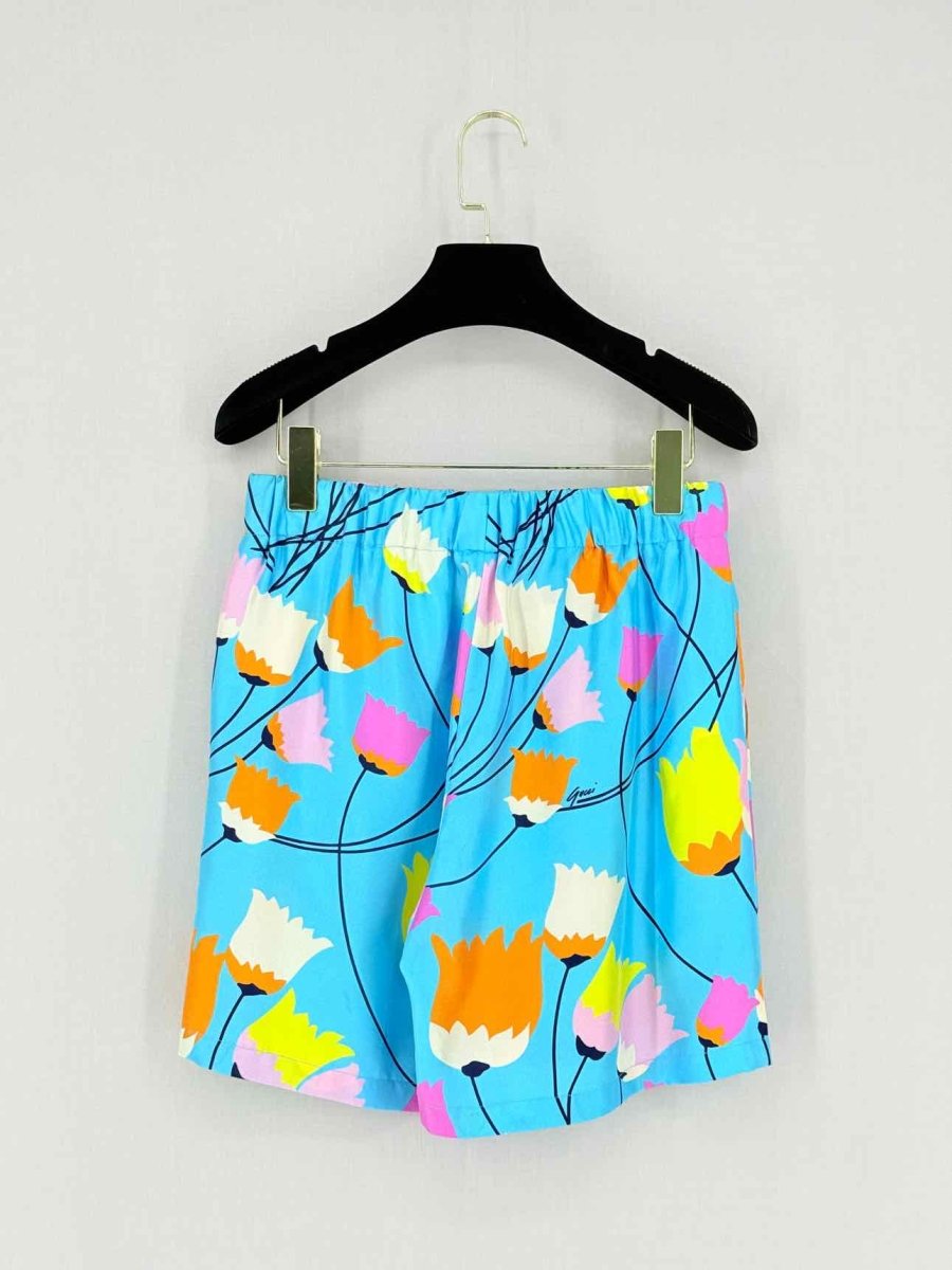 Pre - loved GUCCI Blue Multicolor Tulip Print Size US 2 Outfit Set at Reems Closet