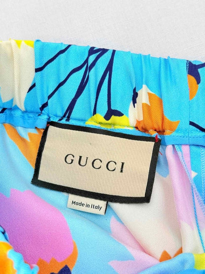 Pre - loved GUCCI Blue Multicolor Tulip Print Size US 2 Outfit Set at Reems Closet