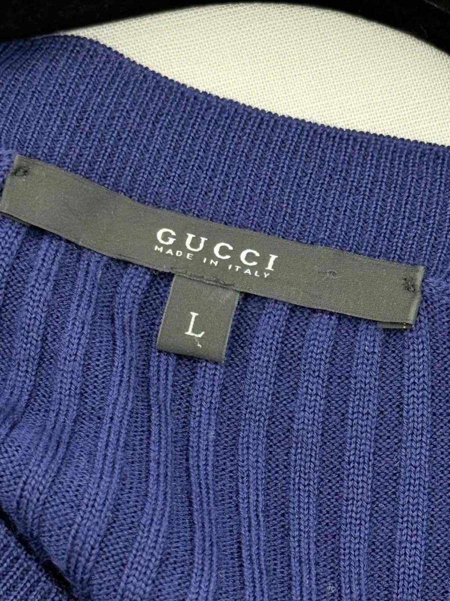 Pre - loved GUCCI Blue Ribbed Size Large Short Dress at Reems Closet