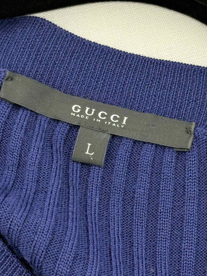 Pre - loved GUCCI Blue Ribbed Size Large Short Dress at Reems Closet