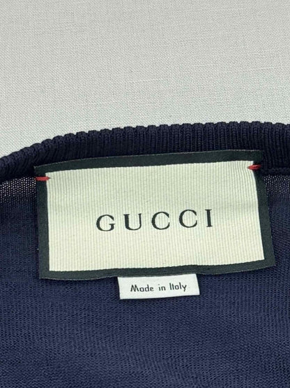 Pre - loved GUCCI Blue w/ Pink GG Logo Size XSmall Jumper at Reems Closet