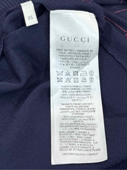 Pre - loved GUCCI Blue w/ Pink GG Logo Size XSmall Jumper at Reems Closet