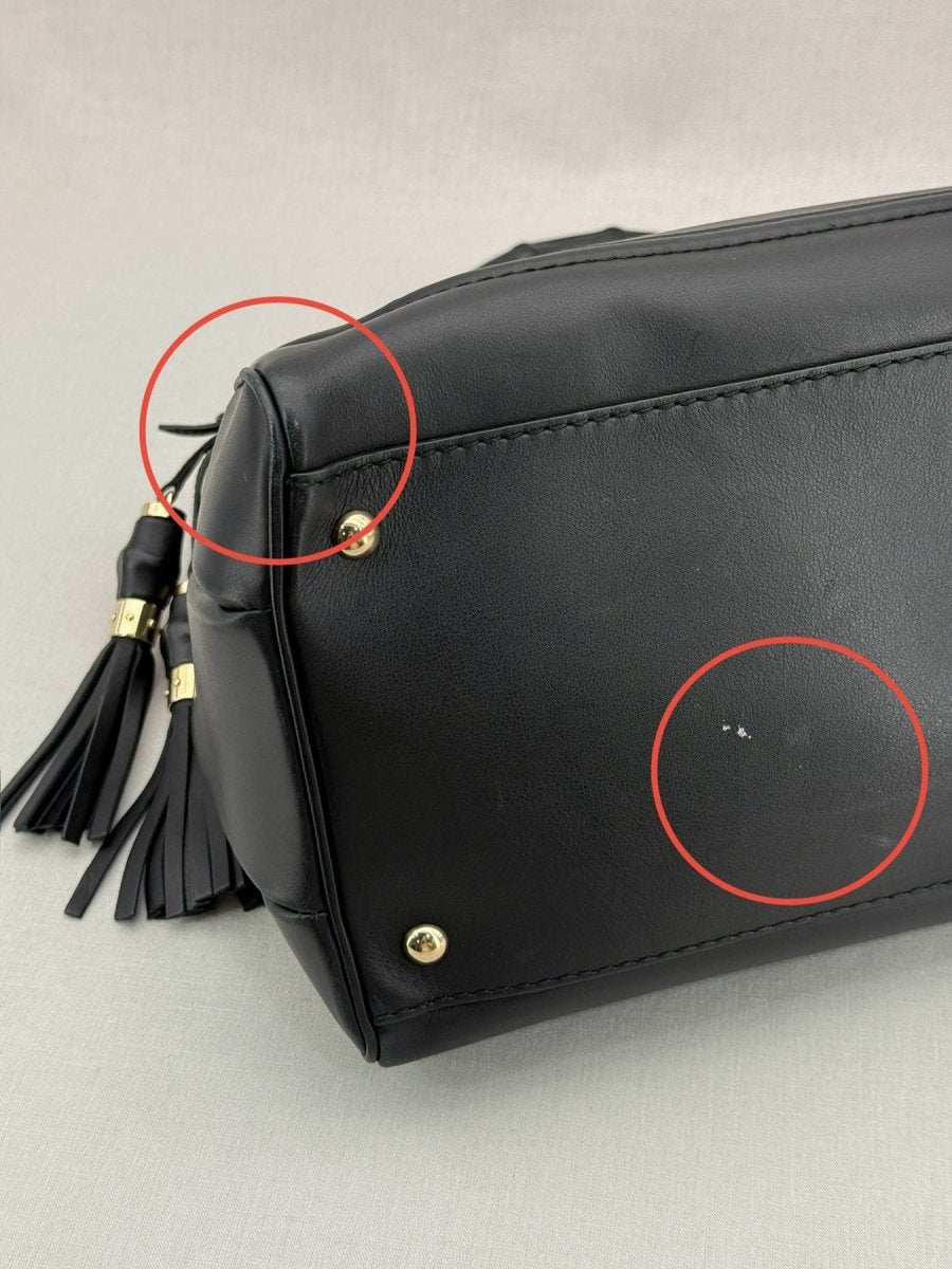 Pre - loved GUCCI Bold Bamboo Black Top Handle at Reems Closet