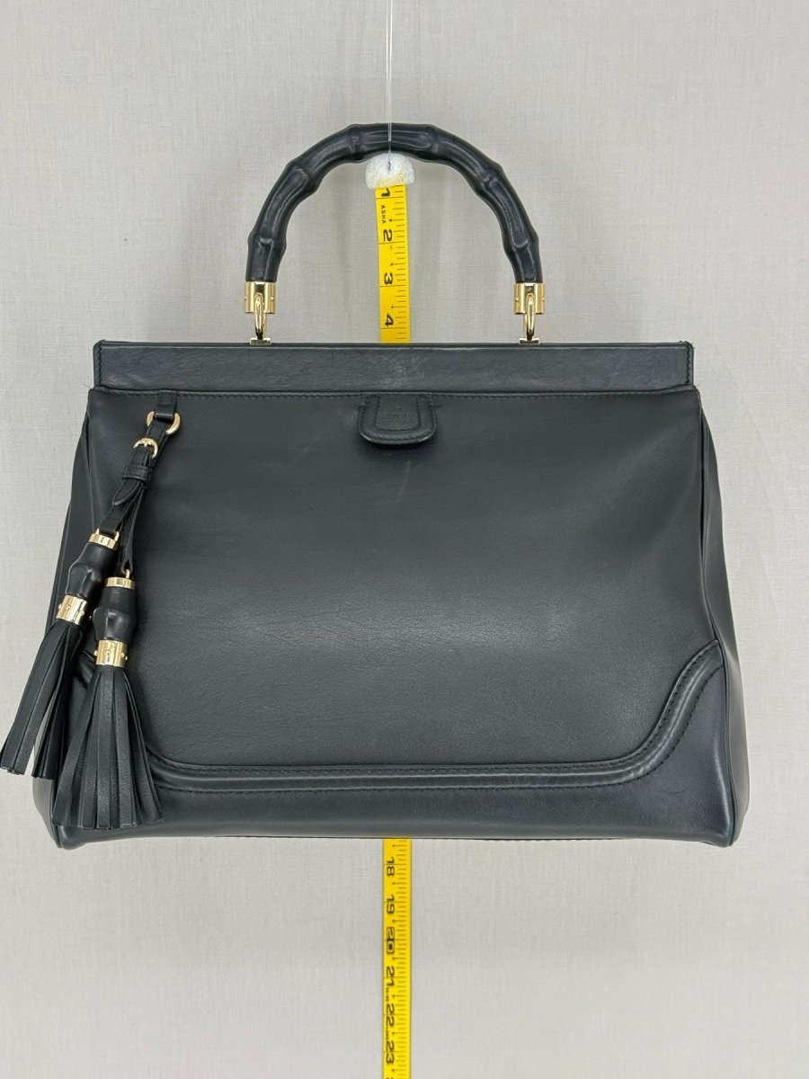 Pre - loved GUCCI Bold Bamboo Black Top Handle at Reems Closet