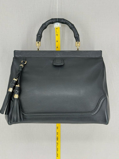 Pre - loved GUCCI Bold Bamboo Black Top Handle at Reems Closet