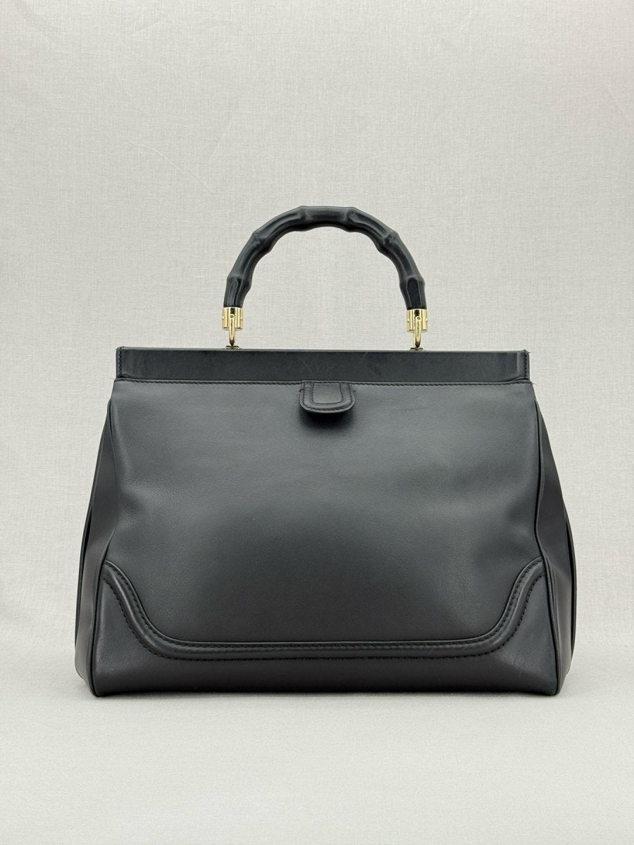 Pre - loved GUCCI Bold Bamboo Black Top Handle at Reems Closet