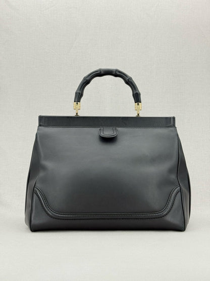 Pre - loved GUCCI Bold Bamboo Black Top Handle at Reems Closet