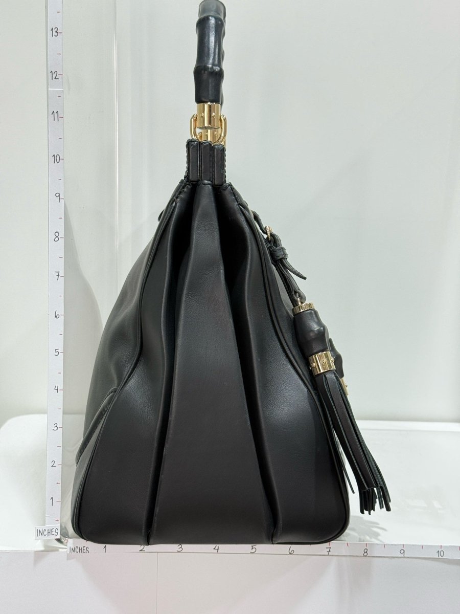Pre - loved GUCCI Bold Bamboo Black Top Handle at Reems Closet