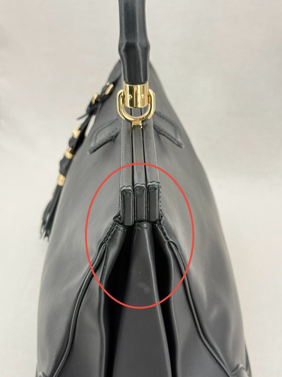 Pre - loved GUCCI Bold Bamboo Black Top Handle at Reems Closet