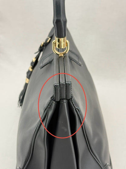 Pre - loved GUCCI Bold Bamboo Black Top Handle at Reems Closet