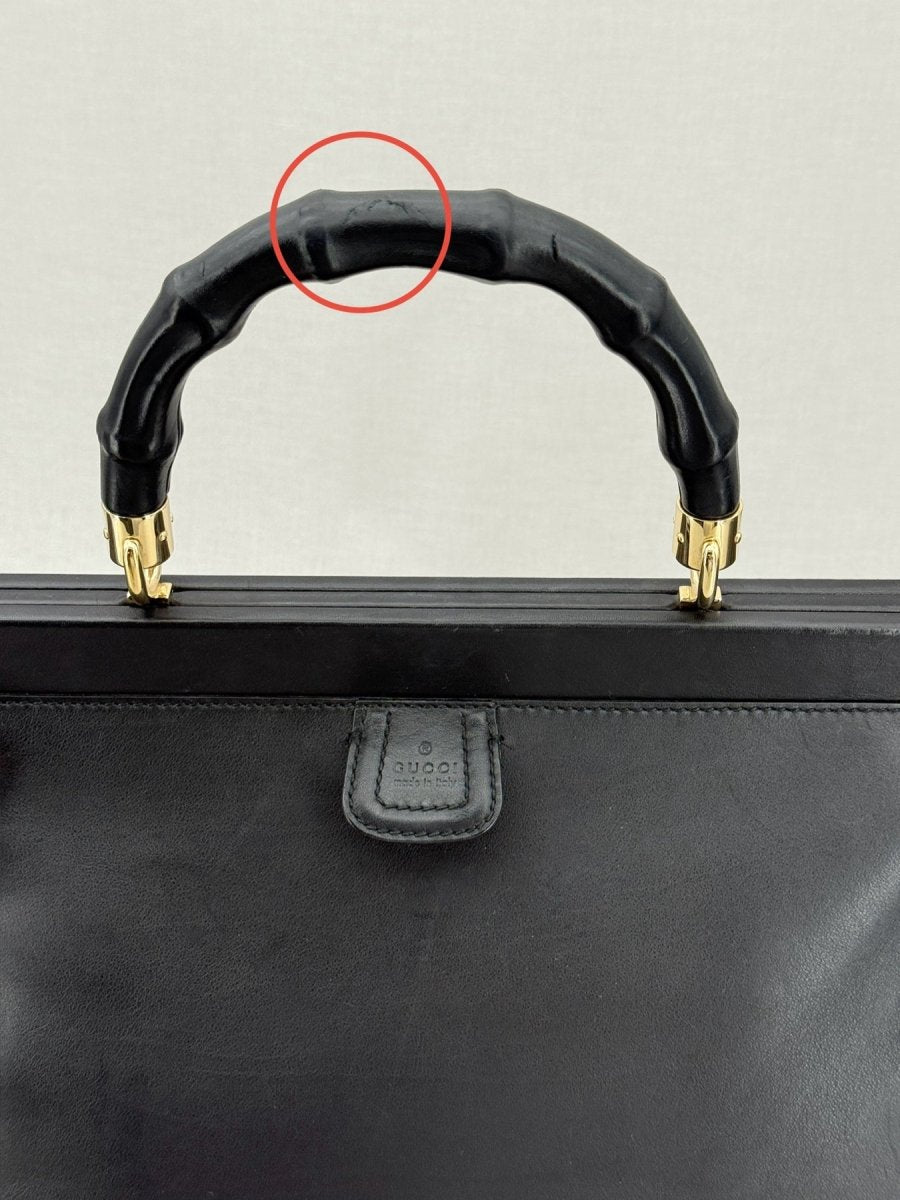 Pre - loved GUCCI Bold Bamboo Black Top Handle at Reems Closet