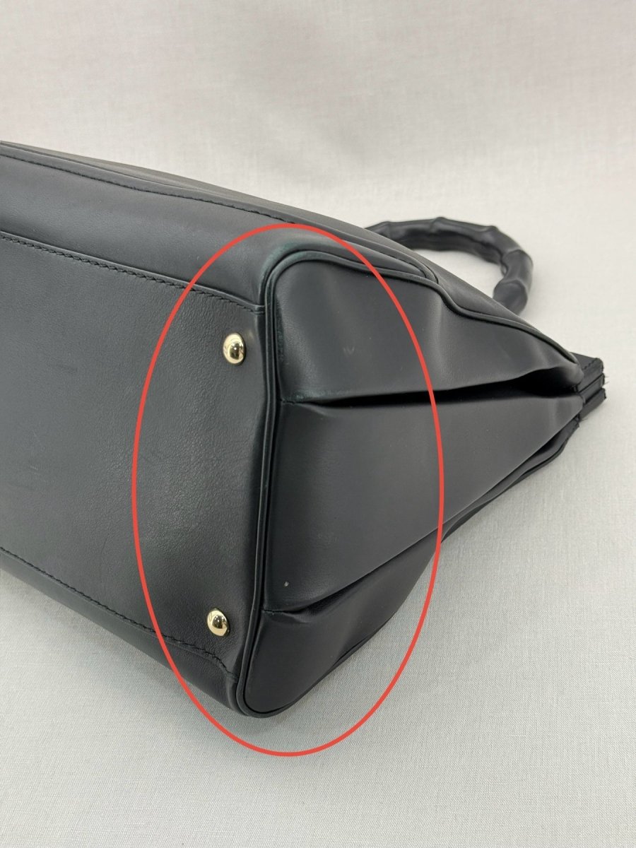 Pre - loved GUCCI Bold Bamboo Black Top Handle at Reems Closet