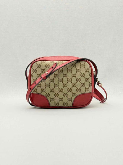 Pre - loved GUCCI Bree Beige & Red GG Monogram Crossbody at Reems Closet