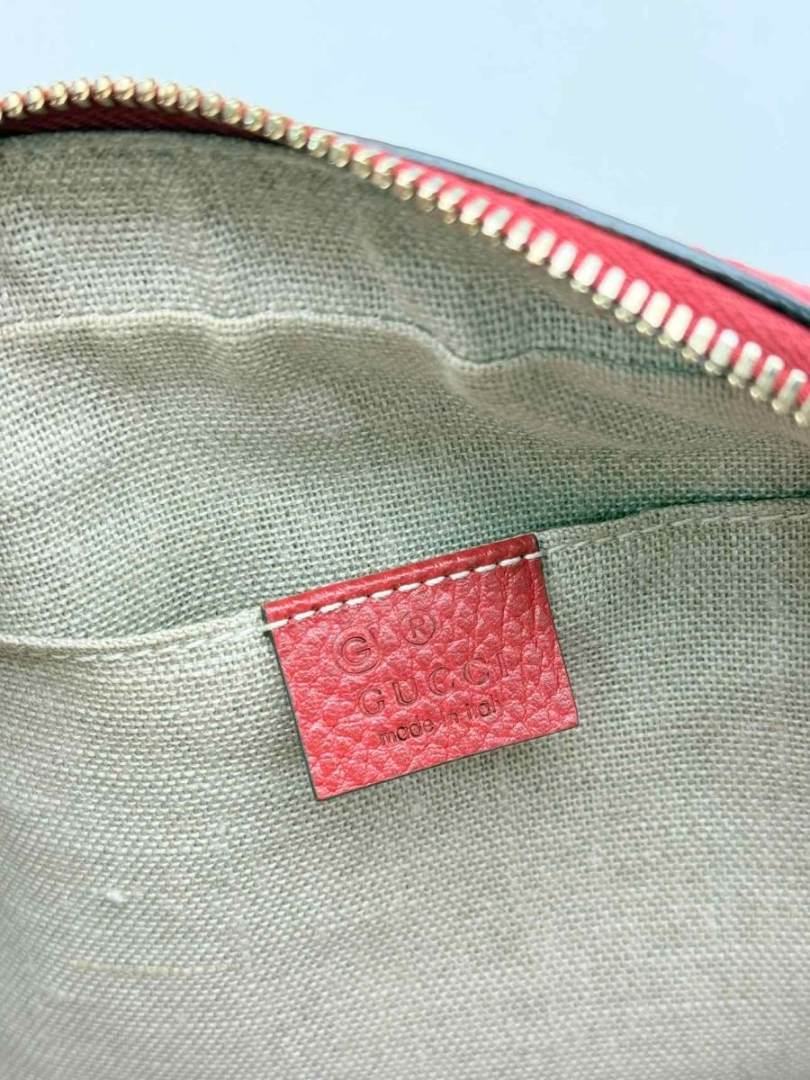 Pre - loved GUCCI Bree Beige & Red GG Monogram Crossbody at Reems Closet