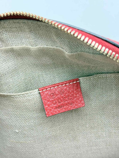 Pre - loved GUCCI Bree Beige & Red GG Monogram Crossbody at Reems Closet