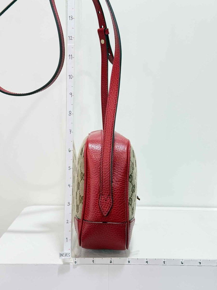 Pre - loved GUCCI Bree Beige & Red GG Monogram Crossbody at Reems Closet