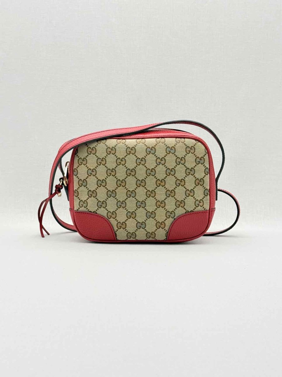 Pre - loved GUCCI Bree Beige & Red GG Monogram Crossbody at Reems Closet