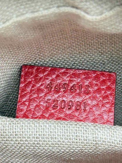 Pre - loved GUCCI Bree Beige & Red GG Monogram Crossbody at Reems Closet