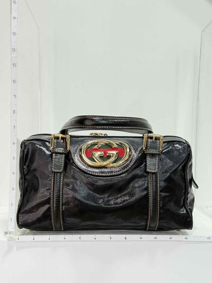 Pre - loved GUCCI Britt Boston Black Shoulder Bag at Reems Closet