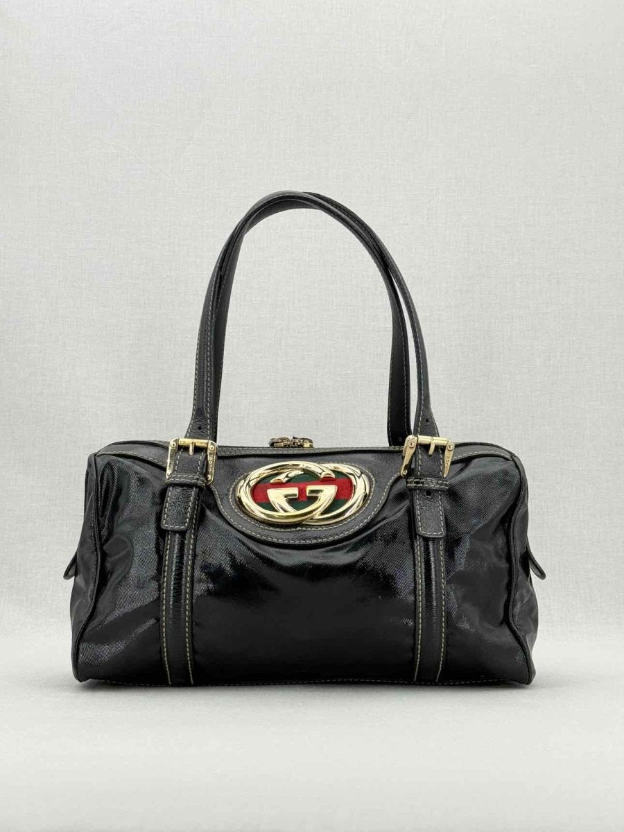 Pre - loved GUCCI Britt Boston Black Shoulder Bag at Reems Closet