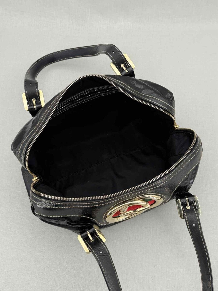 Pre - loved GUCCI Britt Boston Black Shoulder Bag at Reems Closet