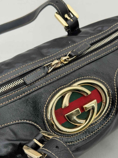 Pre - loved GUCCI Britt Boston Black Shoulder Bag at Reems Closet